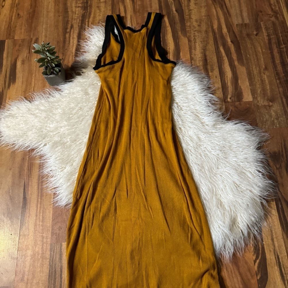 Alexa Stark Mustard Yellow Ribbed Midi Tank Dress - Picture 5 of 6